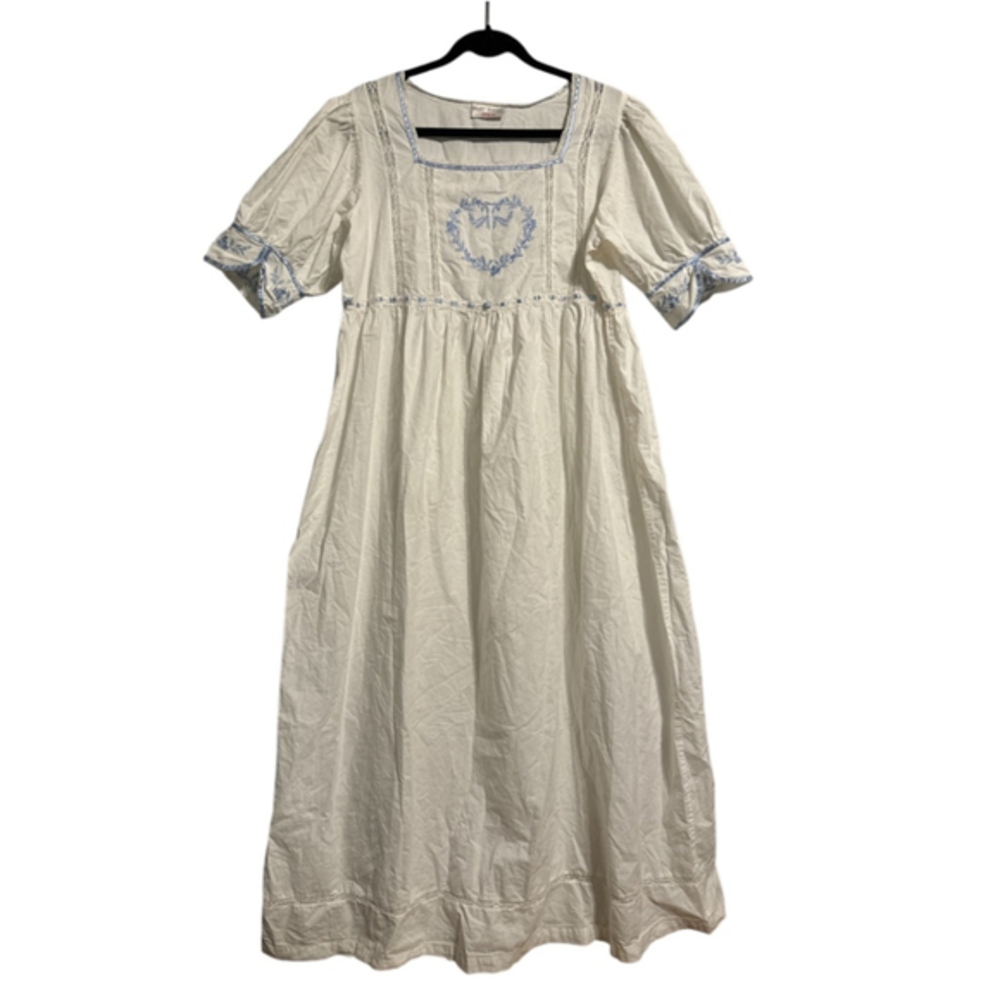 Past Times Prairie Maxi Dress Milkmaid Cottagecore Romantic Size L Puff Babydoll